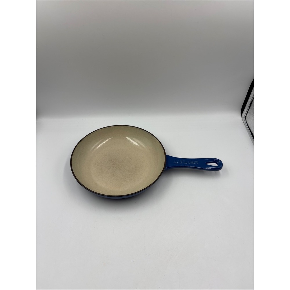 Le Creuset Skillet 8 Inch Blue Enameled Cast Iron Frying Pan Good Condition